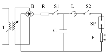 Single-frequency LC oscillator power circuit used for ACB arc breaking experiments